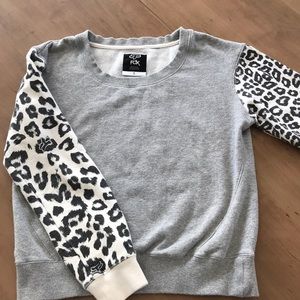 Grey and leopard print sleeve sweatshirt